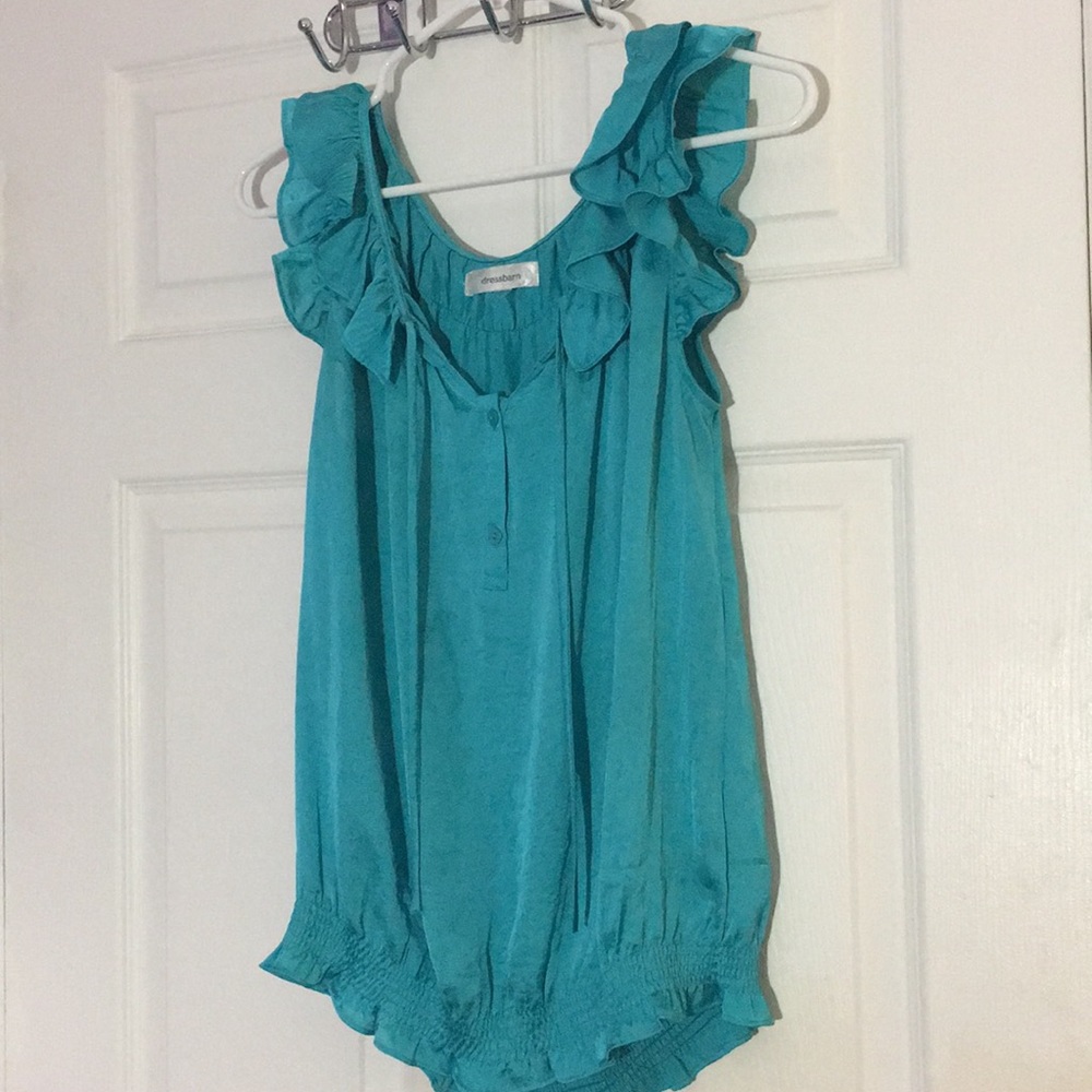 Turquoise Ruffled Blouse